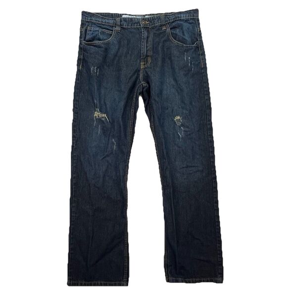 Koman Jeans Men's 38 x34 Blue Denim Pants Street Wear Relaxed Str Leg Y2K Grunge - Picture 1 of 12